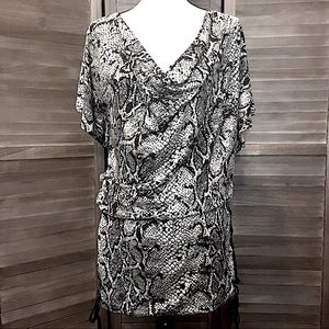 Soul Revival Tunic with Snake Print and Faux Leather Detail, Medium